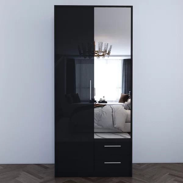 Swindon Gloss Black  2 Door Wardrobe