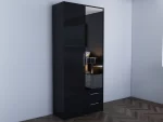Swindon Gloss Black  2 Door Wardrobe - Image 3