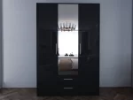 Swindon Gloss Black 3 door 120cm wardrobe
