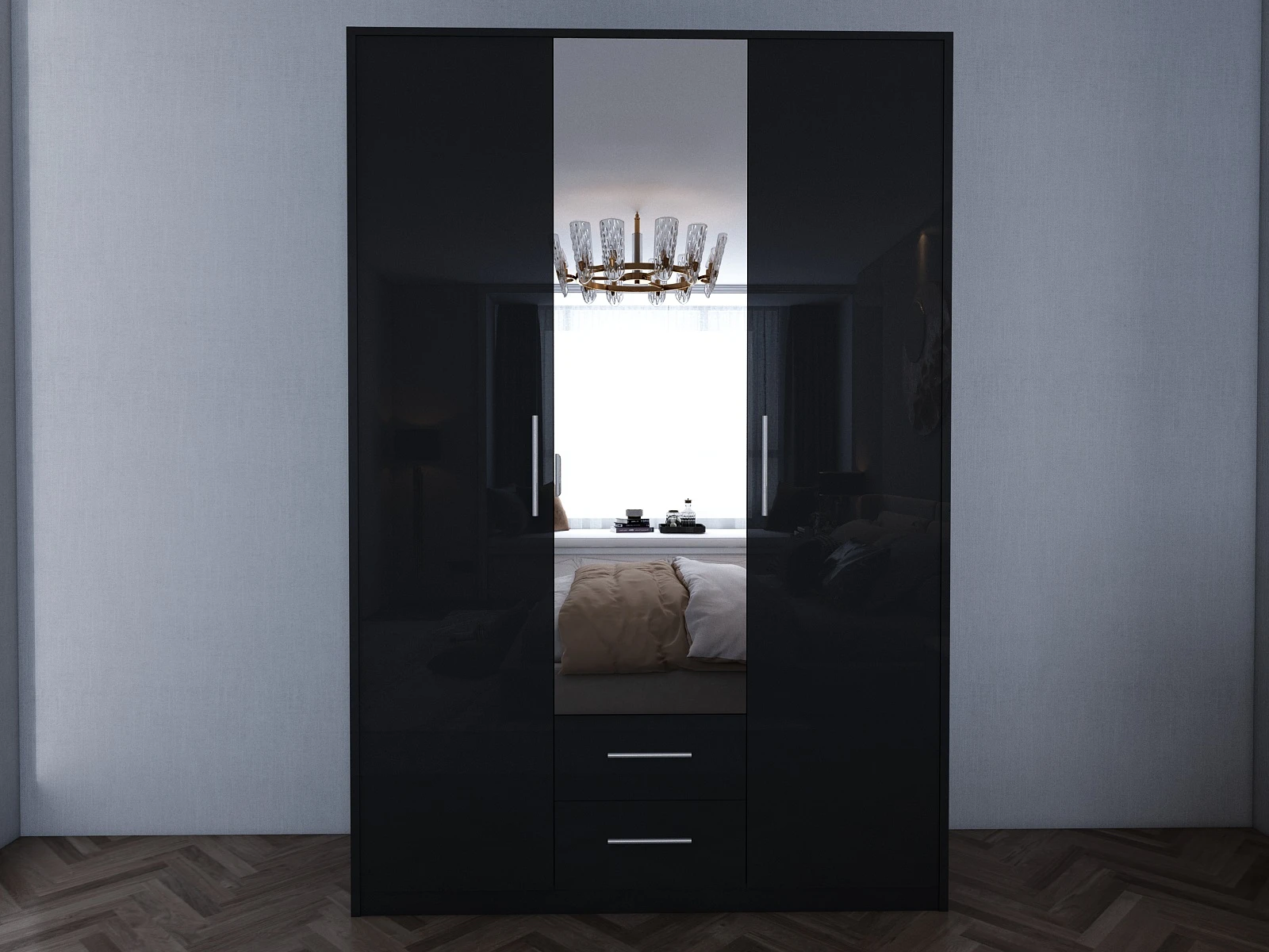 207-1752868137-687aa5298744d-w-main.webp Swindon Gloss Black 3 door 120cm wardrobe - Image 1