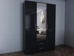 Swindon Gloss Black 3 Door 135cm Wardrobe