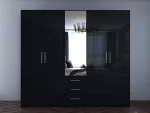 Swindon Gloss Black 5 door 200cm wardrobe