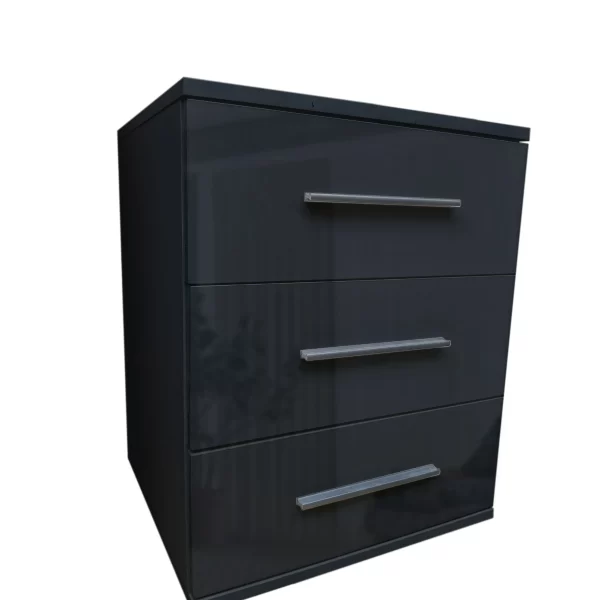 swindon Gloss Black 3 Drawer Bedside