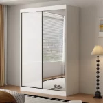 Pacific 2 Door Gloss White 150CM  sliding wardrobe - Image 4