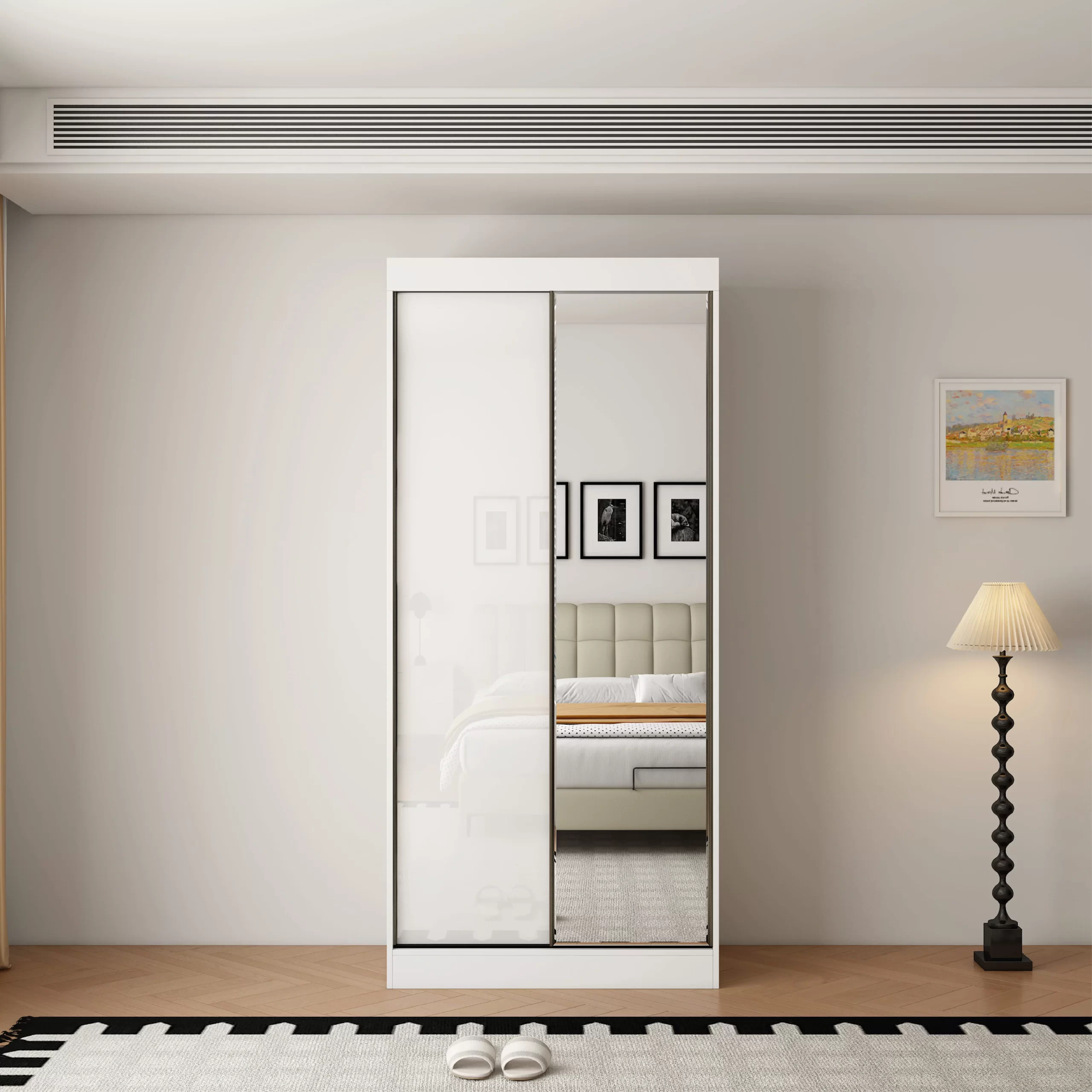 23-1768240877-696536ed0f056-w-main.webp Pacfic 2 Door Gloss White 100CM sliding wardrobe - Image 1