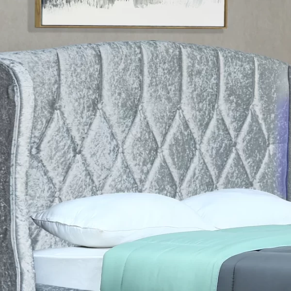 Mayfair Double size Crush Silver Bed Frame with led lights