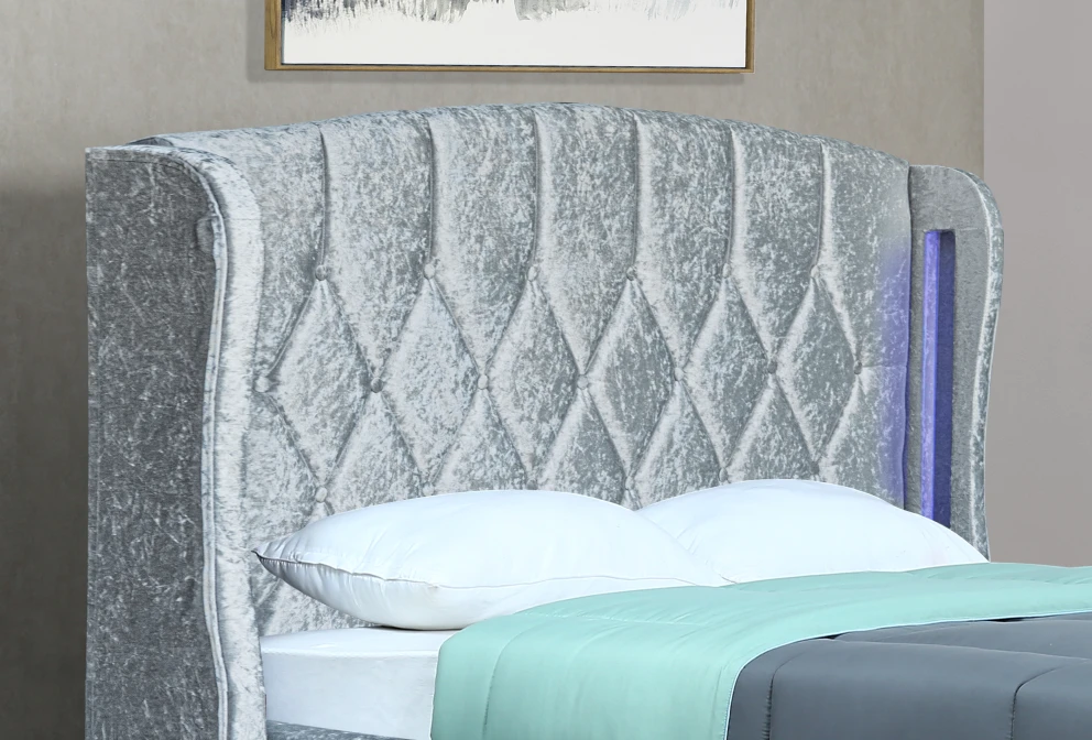 282-1752697065-687808e9db14b-w-main.webp Mayfair Double size Crush Silver Bed Frame with led lights - Image 1