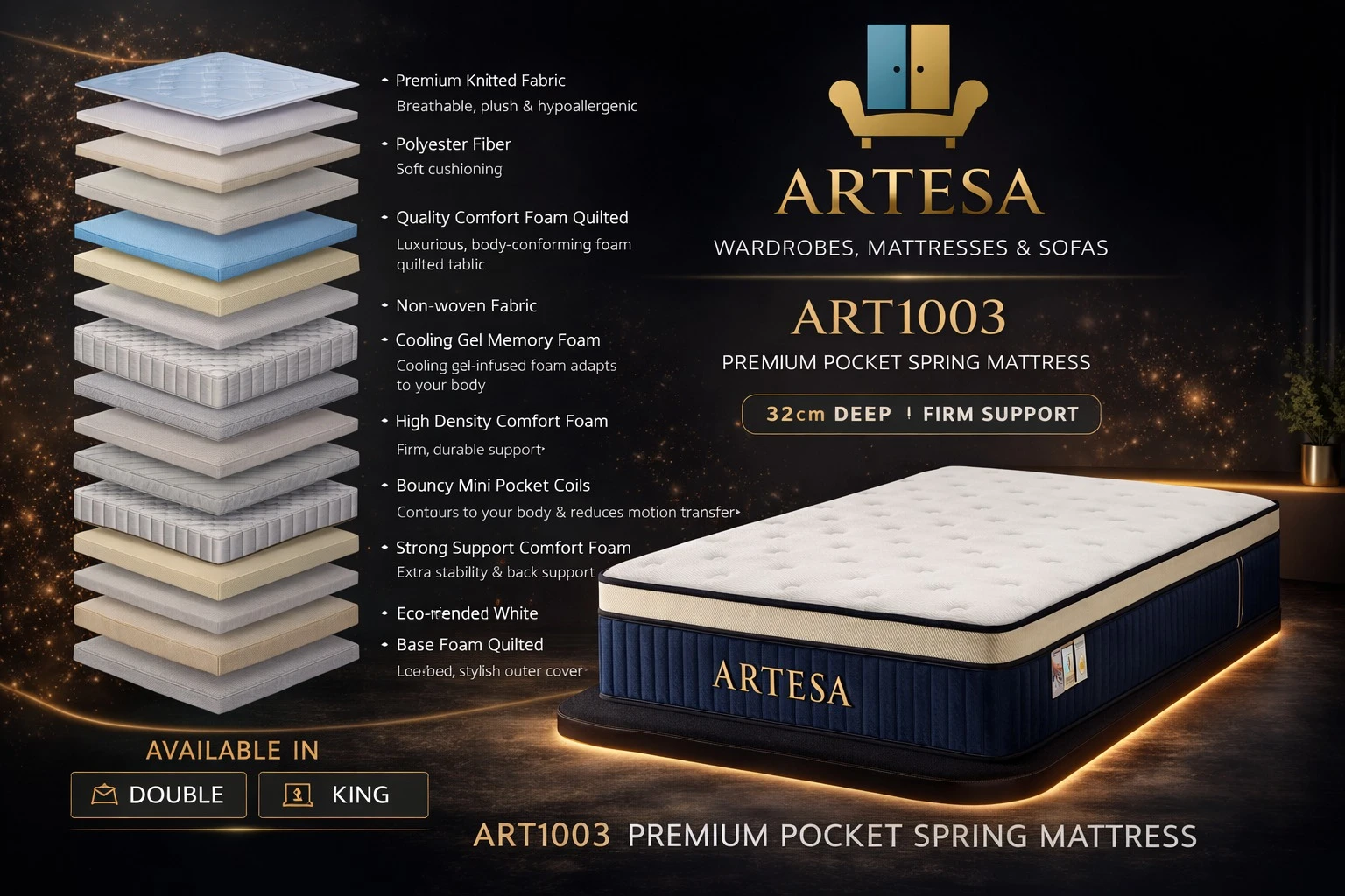 29-1773850899-69bad11303dd5-w-main.webp Artesa Soul Medium‑Firm Euro Top King Size Mattress - Image 1