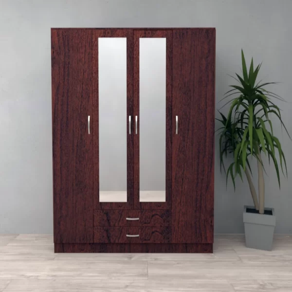 Roma Dark Cherry 4 Door 2 Drawer Wardrobe