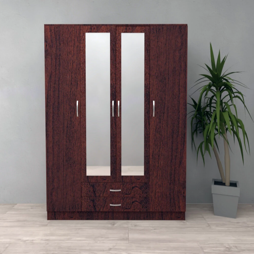 313-1752956940-687c000cd3047-w-main.webp Roma Dark Cherry 4 Door 2 Drawer Wardrobe - Image 1