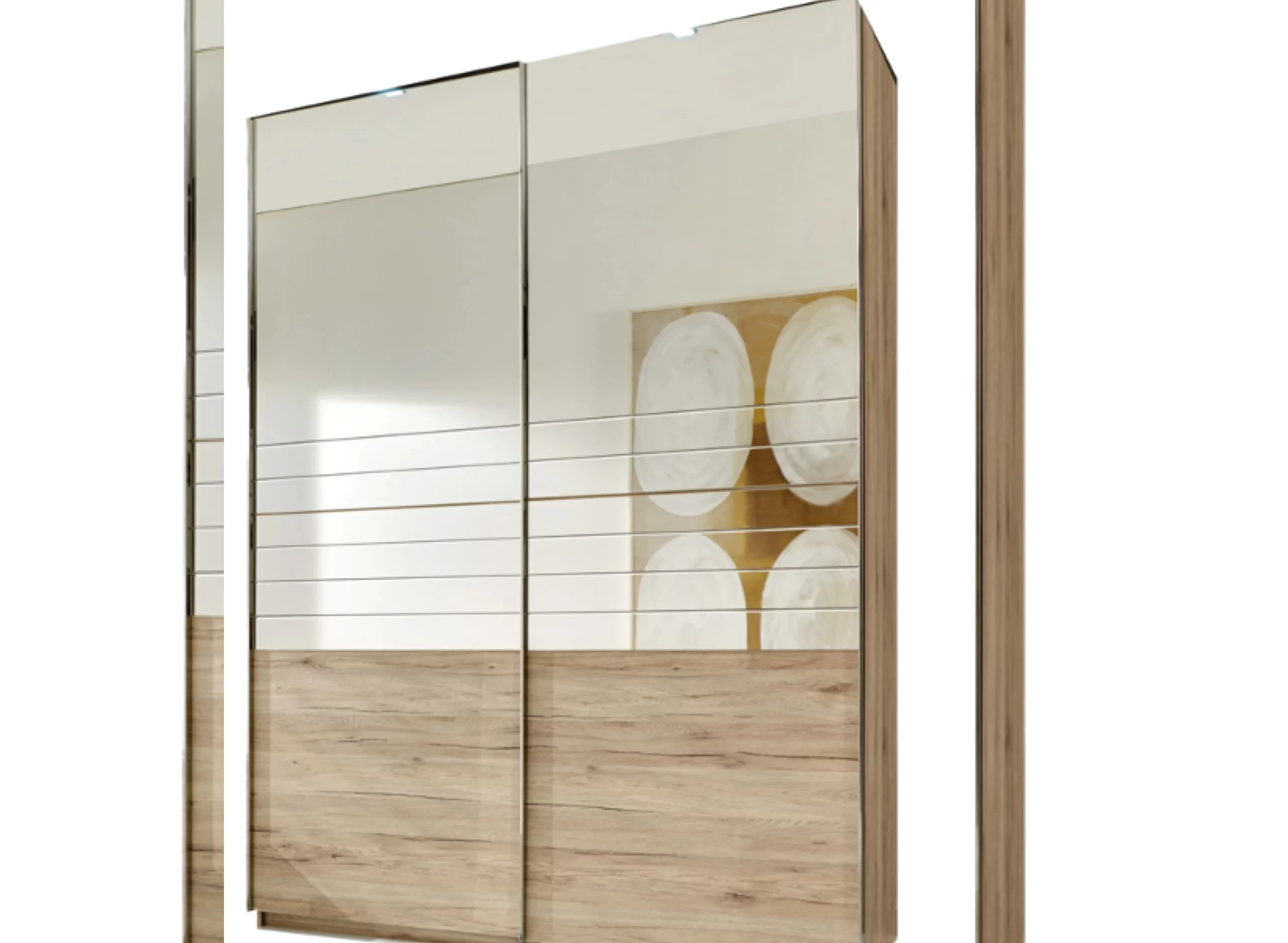 318-1753048971-687d678bb022f-w-main.webp Add on F 2 door sliding 250 cm width oak effect and Grooved Mirror - Image 1