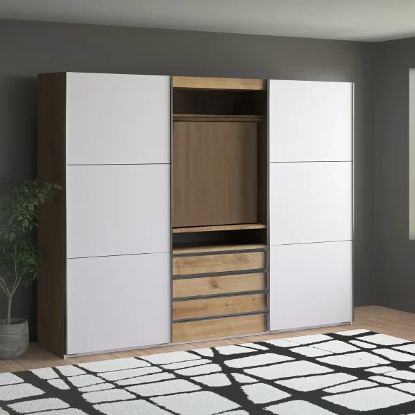 Magicglass 300cm 236 height white and oak