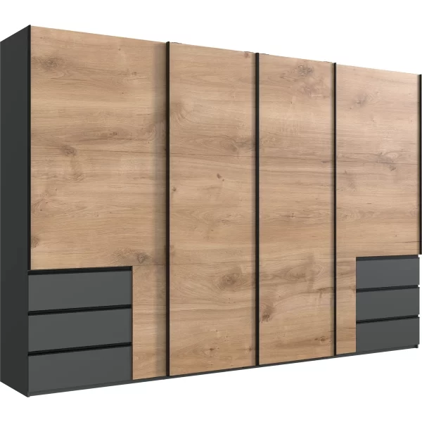 Guardino 4 Door  6 drawer Wardrobe level up oak