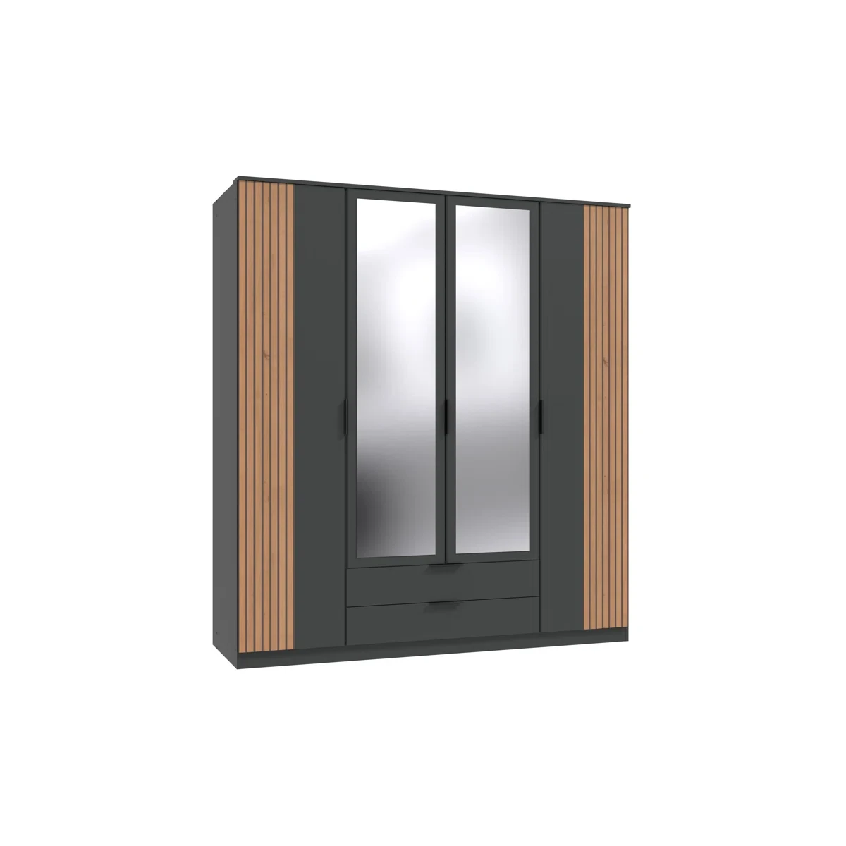 346-1761837706-6903828a15dd4-w-main.webp Nameer 4 Door 2 Mirror Manufactured Wood Wardrobe - Image 1