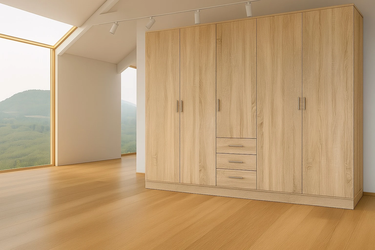 349-1762434193-690c9c9196ac0-w-main.webp venice 5 Door 3 Drawer oak wardrobe - Image 1