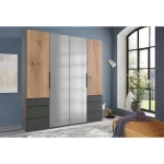 Guardino 4 Door Wardrobe, Graphite/Plank Oak - Image 2