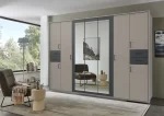 VEGAS 7 DOORS Grey sahara, drawers + appl. graphite - handles black