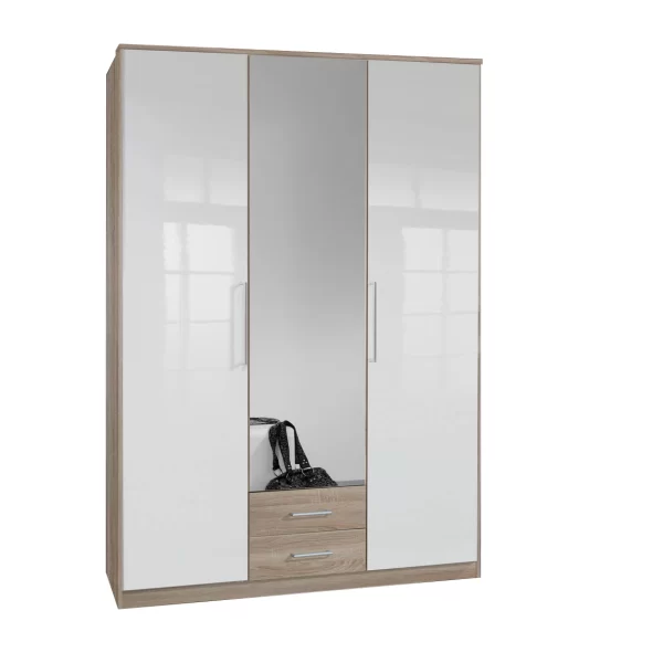 GAMMA  111 484 3 door oak and White gloss wardrobe