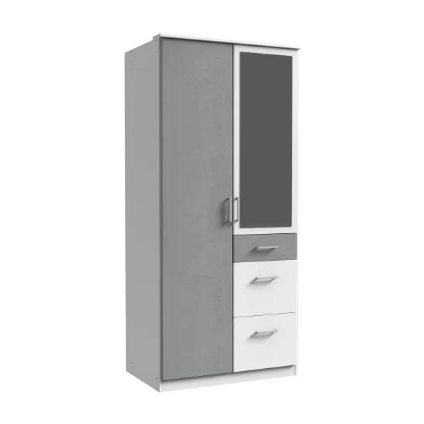 Click 154628 Click White And Grey 2 Door Wardrobe