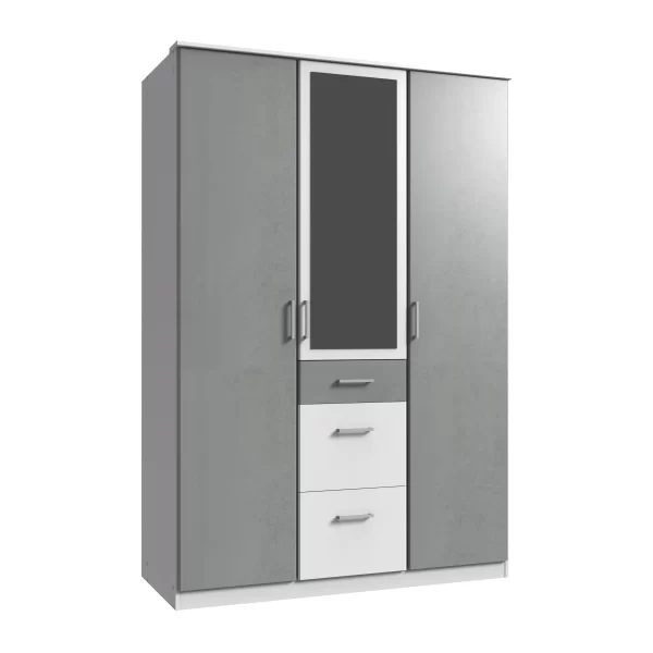 Click 154629 White And Grey 3 door Wardrobe