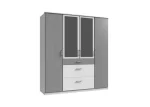 Click 154630- White And Grey 4 Door Wardrobe