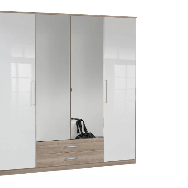 GAMMA 111453 4 door gloss white and oak wardrobe