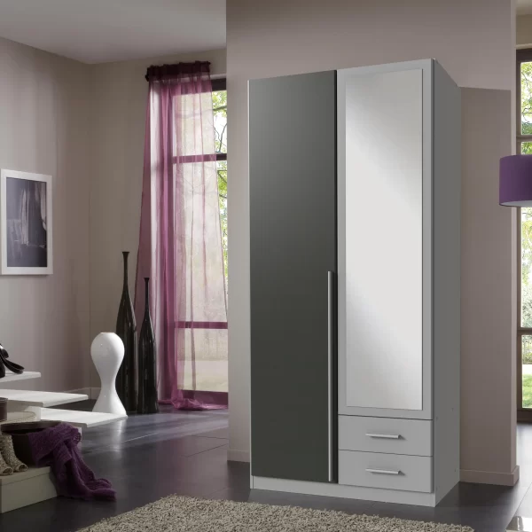 Husem T99210 - Grey 2 Door Wardrobe