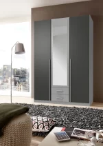 Husem T99484 - Grey 3 door Wardrobe