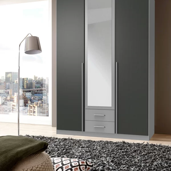 Husem T99484 - Grey 3 door Wardrobe