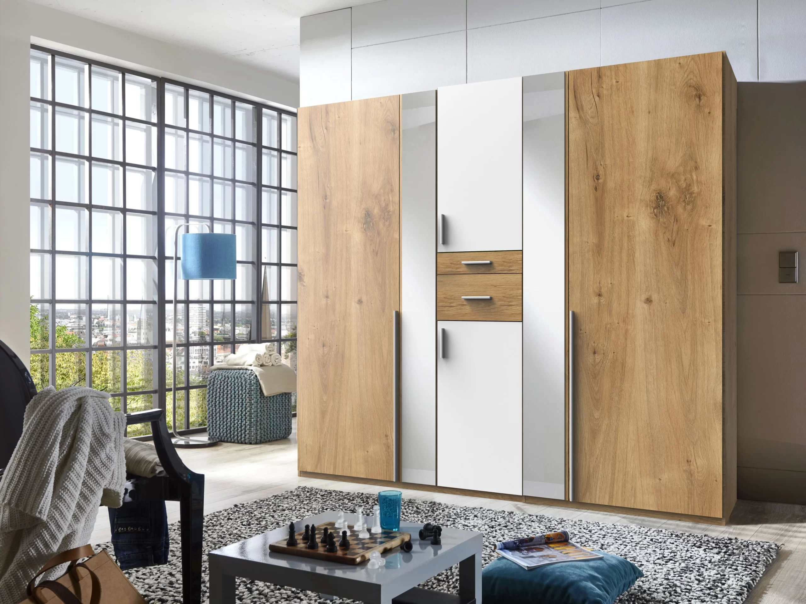 81-1753002360-687cb1787462d-w-main.webp Odessa D20244 - planked oak 5 Door Wardrobe - Image 1
