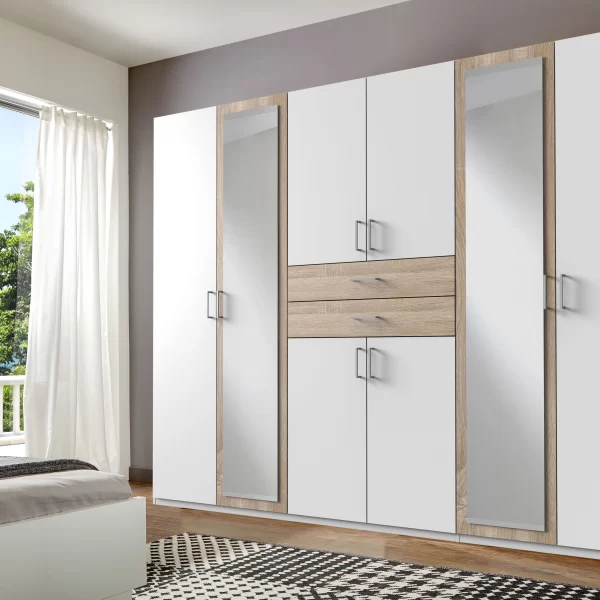 Diver 451548- Oak 6 Door wardrobe