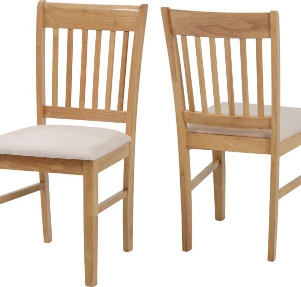 OXFORD DINING CHAIR (X2 PER BOX) ? NATURAL OAK/GREY FABRIC
