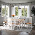 LUDLOW 1+6 DINING TABLE - WHITE/OAK EFFECT
