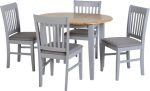 OXFORD EXTENDING DINING SET (X4 CHAIRS) - NATURAL OAK/GREY FABRIC - Image 2