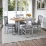 OXFORD EXTENDING DINING SET (X4 CHAIRS) - NATURAL OAK/GREY FABRIC