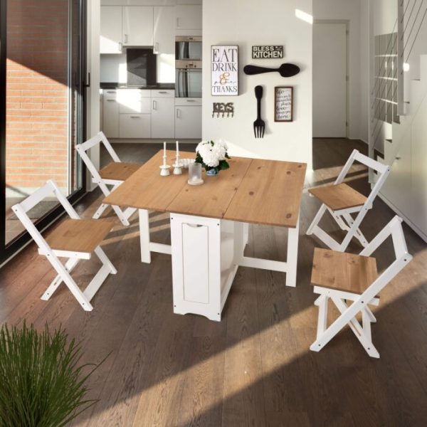 SANTOS FOLDING CHAIR (X4 PER BOX) - WHITE/DISTRESSED WAXED PINE