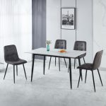 FENTON DINING SET CHAIR (X4 PER BOX) - DARK GREY SUEDE FABRIC - Image 5