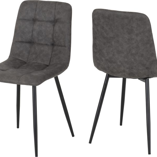 FENTON DINING SET CHAIR (X4 PER BOX) - DARK GREY SUEDE FABRIC