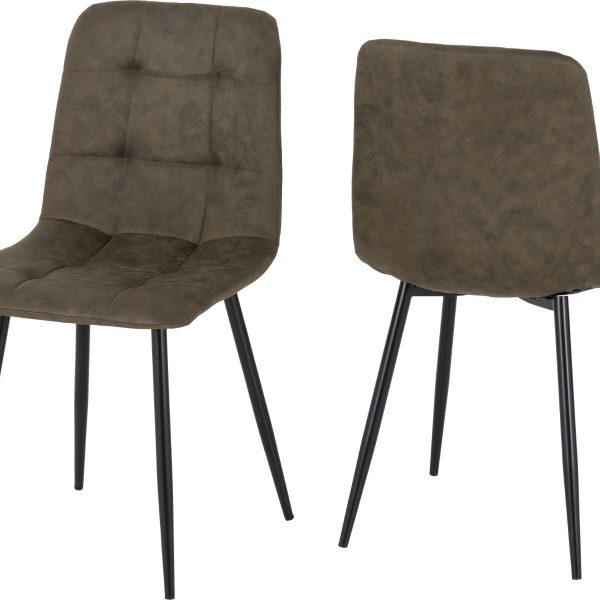 FENTON DINING CHAIR (X2 PER BOX) - OLIVE GREEN SUEDE FABRIC