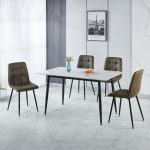 FENTON DINING SET CHAIR (X4 PER BOX) - OLIVE GREEN SUEDE FABRIC - Image 5