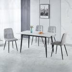 FENTON DINING SET CHAIR (X4 PER BOX) - LIGHT GREY FABRIC - Image 5
