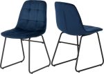 MODENA & LUKAS DINING SET (X4 CHAIRS) - CREAM/SAPPHIRE BLUE VELVET