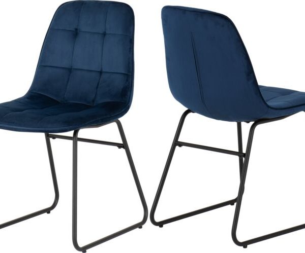 MODENA & LUKAS DINING SET (X4 CHAIRS) - CREAM/SAPPHIRE BLUE VELVET