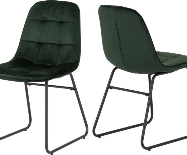 MODENA & LUKAS DINING SET (X4 CHAIRS) - CREAM/EMERALD GREEN VELVET
