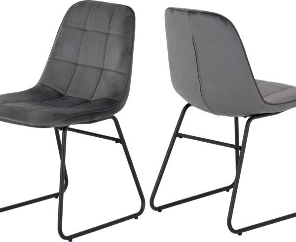 MODENA & LUKAS DINING SET (X4 CHAIRS) - CREAM/GREY VELVET