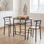 DERRY DINING SET (X2 CHAIRS) - BLACK/WALNUT