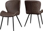 QUEBEC ROUND DINING SET (X4 CHAIRS) - MEDIUM OAK EFFECT/BROWN FAUX LEATHER