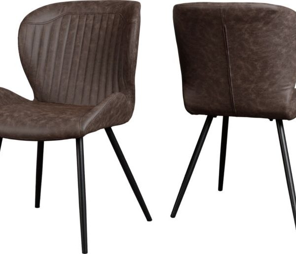 QUEBEC ROUND DINING SET (X4 CHAIRS) - MEDIUM OAK EFFECT/BROWN FAUX LEATHER