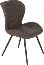 QUEBEC ROUND DINING SET (X4 CHAIRS) - MEDIUM OAK EFFECT/BROWN FAUX LEATHER - Image 2