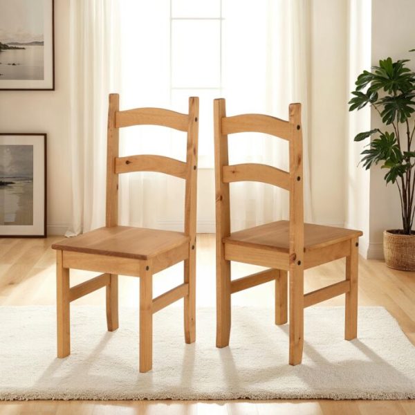 BUDGET MEXICAN DINING CHAIR (X2 PER BOX) - DISTRESSED WAXED PINE